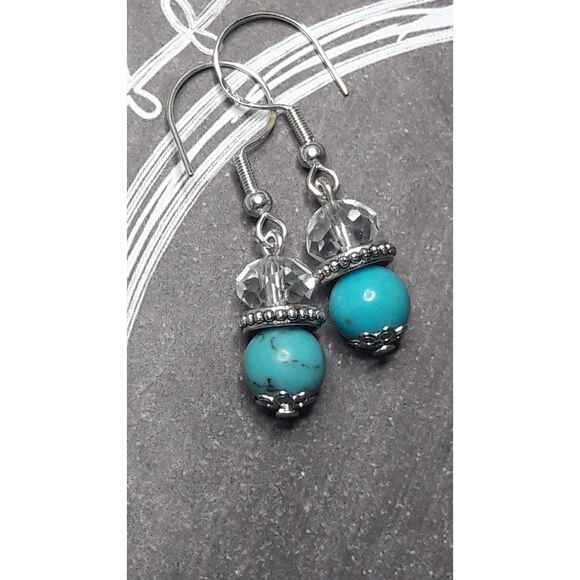 Artisan earrings  342#Fs NEW bohemian Crystal earrings Howlite gemstone earrings - Picture 5 of 5